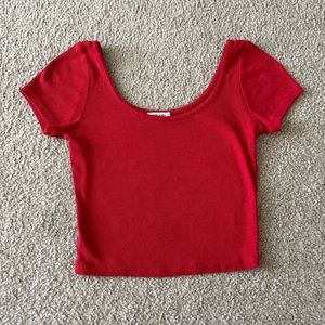 Red Ribbed Crop Top
